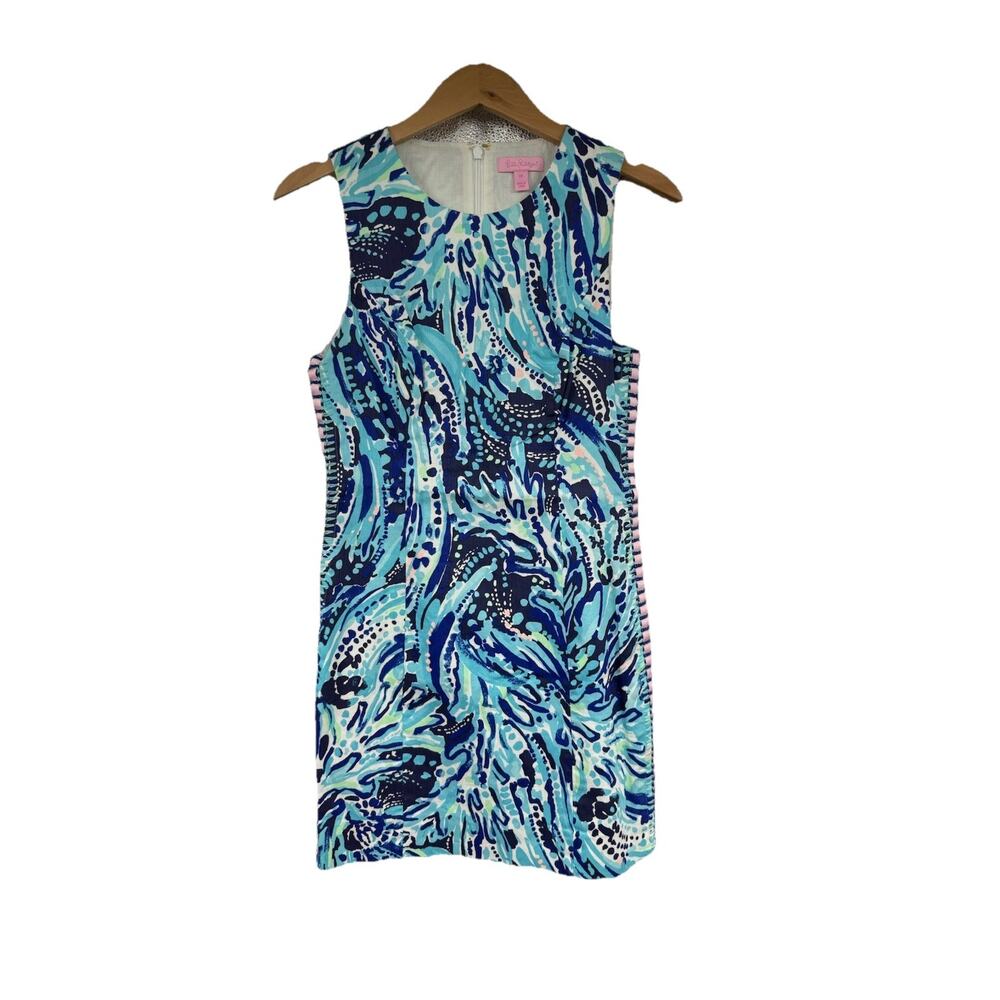 Lilly Pulitzer Womens Mila Crash The Bash Wave Shift Dress Preppy Resort Size 00